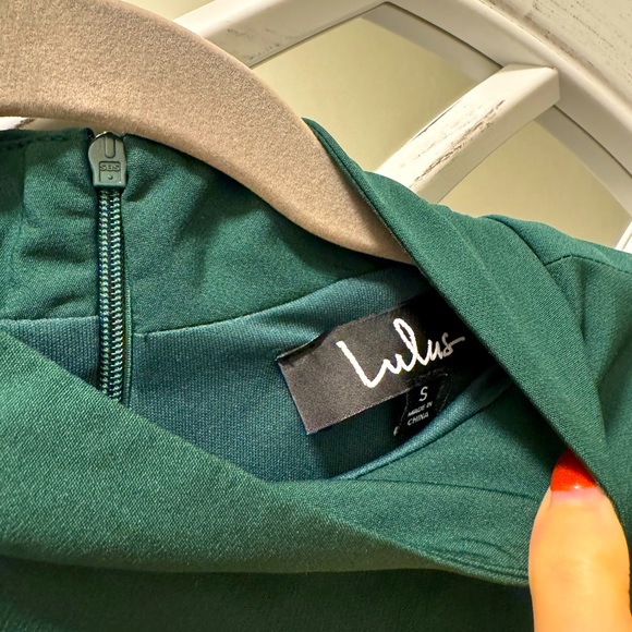 Lulus green a-line mock turtle neck midi dress - Picture 3 of 6